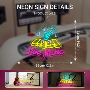 Insegna al Neon con Musica dal Vivo, Decorazione da Parete, Luci LED a Forma di Sassofono, Illuminazione Colorata per <span class=keywords><strong>Studio</strong></span> Musicale, Bar, Club, Festa, Insegne al Neon Jazz Personalizzate - Product Image 5
