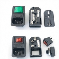 Prise d'alimentation CA à 3 broches AC-01-2 LEC320 C14, interrupteur à bascule à action momentanée à montage sur panneau avec LED rouge, 5 pièces