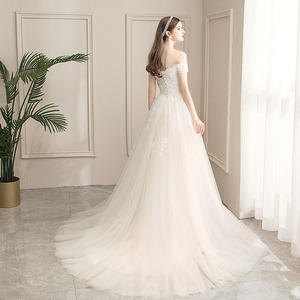 Off Shoulder A Line Tulle Wedding Dress Empire Waist Sweetheart Neckline With Train For Women 2026 New Style Simple Slimming - Product Image 4