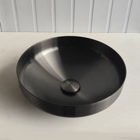 Meilleure vente : Évier de lavage des mains rond au design classique en SUS304 pour balcon, noir