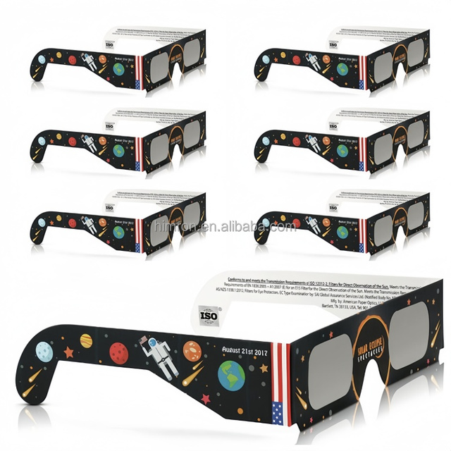 AAS Approved Hot Sale ISO 12312 Certified Solar Eclipse Viewing Glasses Custom Printed Bulk Paper Solar Eclipse Glasses 2026