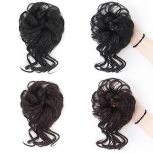Gran moño desordenado pieza de pelo ondulado rizado Scrunchies moño sintético Cola de Caballo extensiones de cabello grueso Updo postizos para mujeres - Product Image 2