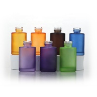 De luxe 1oz 30ml 2oz 60ml Épais Cylindre Coloré Rouge Bleu Jaune Ambre Rose Givré Verre Sérum Flacon compte-gouttes