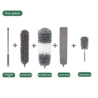 Plumoirs Télescopiques Démontables en Microfibre pour Poussière de Poignée, Brosses de Nettoyage de Plafond Haut, Ventilateur et Salle de Bain, 9 Pièces