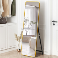 Grand miroir sur pied pour chambre à coucher, miroir mural intelligent à LED pleine longueur avec support