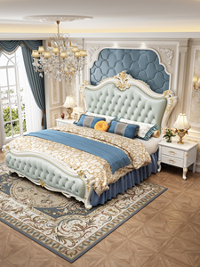Ensemble de meubles de chambre à coucher de style royal français en bois massif antique et cuir de luxe, <span class=keywords><strong>acheter</strong></span> <span class=keywords><strong>un</strong></span> ensemble de meubles de chambre à coucher de luxe pour <span class=keywords><strong>lit</strong></span> king-size - Product Image 6