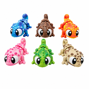 Figurina di camaleonte articolata stampata in 3D, multicolore in PLA, mini lucertola decorativa da scrivania, ornamento da collezione per casa e ufficio. - Product Image 1