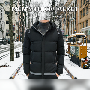 Men's Casual <b>Quilted</b> Padded Jacket New Fashion Stand Collar with Zipper Closure <b>Thick</b> Bread Fluffy Winter Warm Tops in Plus Size - Product Image 2