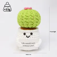 Tanaman Mentimun Rajutan Tangan dalam Pot, Buah Sayuran Energi Positif, Boneka Rajut Wol, Kerajinan Kayu Bambu Lintas Batas