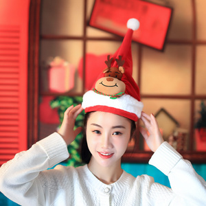 Chapeau de Père Noël en peluche super doux personnalisé à succès, vente en gros, chapeau de renne lumineux de Noël avec LED et musique - Product Image 6