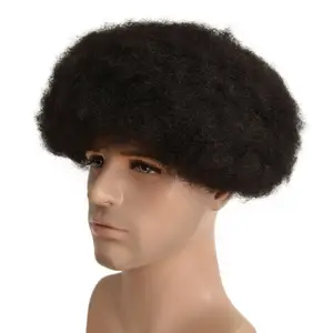 非洲男士Jerry卷发100% 雷米人头发全蕾丝toupee系统Afro卷发为黑色男士替换发饰