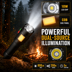 WOSEN 10W Strong <b>Light</b> LED With 128dB buzzer Alarm For Emergency distress outdoor camping COB Magnetic Safety LED Flashlight - Product Image 2