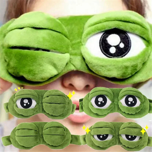 Masque pour les yeux amusant et créatif en forme de grenouille, masque facial 3D en forme de dessin animé, doux, en peluche, pour dormir, vert, cadeaux d'animation pour amis - Product Image 1