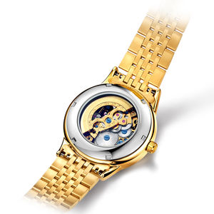 Reloj de pulsera de malla para hombre, resistente al agua, reloj mecánico automático de alta calidad, con esqueleto - Product Image 6