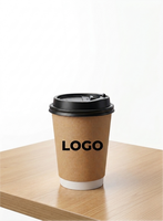Gobelet jetable en papier double paroi, écologique, biodégradable, 12 oz/16 oz, avec revêtement alimentaire, avec couvercle et manchon, pour café chaud