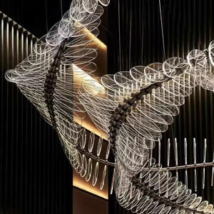 Lámpara de Araña Larga de Acrílico Personalizada con Diseño de Onda Láser, Estilo Postmoderno, para Hoteles, Centros Comerciales, Centros de Convenciones, Techos Altos - Product Image 4