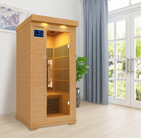 Sauna intérieur en bois massif de pruche pour 1 personne, faible EMF, combinaison infrarouge lointain et lumière rouge, chauffage électrique, panneau de commande informatique