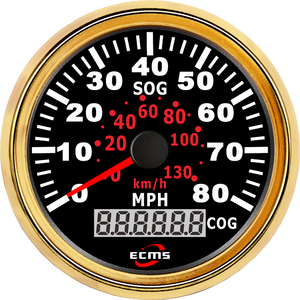 ECMS New All Black Waterproof 85mm 316L Stainless Steel Car Motorcycle Tractor Truck GPS Odometer <strong>Speedometer</strong> 80MPH Backlight - Product Image 4