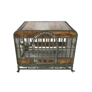 Cage pour chien en métal de meubles en bois Offre Spéciale chenil décoratif pour chien avec double porte