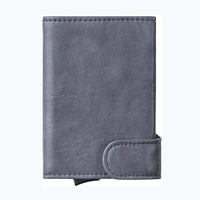 Porte-cartes de crédit automatique en cuir PU, anti RFID, portefeuille en aluminium, mince, étui pour cartes de visite