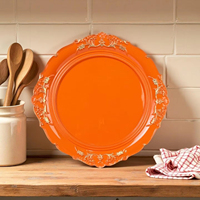 Assiettes de Présentation Jetables en Plastique Écologiques Style Vintage Européen – 100 Pièces – Napperons de Table Élégants 11/13/14 Pouces pour Mariage