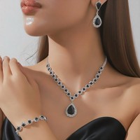 Женский роскошный ювелирный набор: колье, серьги и браслет с кубическим цирконием в форме капли воды, для свадьбы и вечеринок