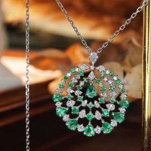 Xinfly Halo Oval Cut 0.9ct Genuine Certified Emerald 18K <b>Solid</b> <b>Gold</b> Cluster <b>Pendant</b> and Necklace with 0.38ct Diamonds - Product Image 1