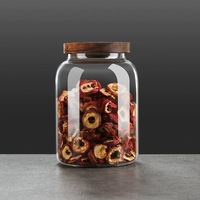 Rond grand réservoir de stockage en verre fruits secs nourriture bouteille joint bambou couverture personnalisé L haute Borosilicate vente en gros
