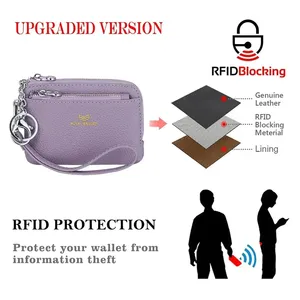 กระเป๋าใส่เหรียญหนังแท้สำหรับผู้หญิง - กระเป๋าสตางค์ใบเล็กป้องกัน RFID กระเป๋าใส่เหรียญแบบซิปสำหรับใช้ในชีวิตประจำวัน RB1903-1 - Product Image 2