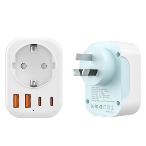ตัวแปลงปลั๊กไฟเยอรมัน/ฝรั่งเศส EU เป็น UK/US อะแดปเตอร์แปลงปลั๊กไฟติดผนัง EU เป็นมาตรฐาน US อะแดปเตอร์ชาร์จเร็ว 18W สำหรับเดินทาง - Product Image 1