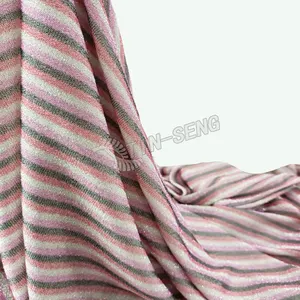 Shiny Muti Rainbow color metallic stripe jersey fabric for slinky knitwear
