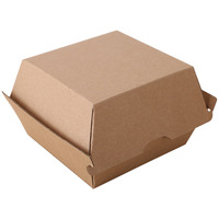 Boîte à hamburger en papier kraft ondulé de conception tendance en gros, logo personnalisé imprimé pour KFC, hamburger, frites, boîte à poisson