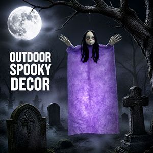 SIPKLR Fantasma Viola di Halloween da 80 cm/31,5 pollici, Fantasma Spettrale di Ragazza Pallida per Decorazioni di Casa Stregata, Giardino, Interni ed Esterni, Feste - Product Image 2