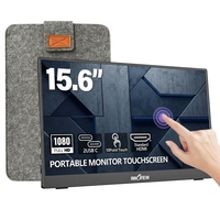 15.6" Portable Touchscreen Monitor USB-C Plug and Play Travel Monitor Built-in Stand with Protective Sleeve for Home Business