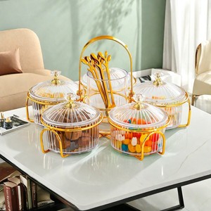 Snack Dishes With Lid Round Glass <b>Container</b> With Handle For Party Food Storage - Product Image 1