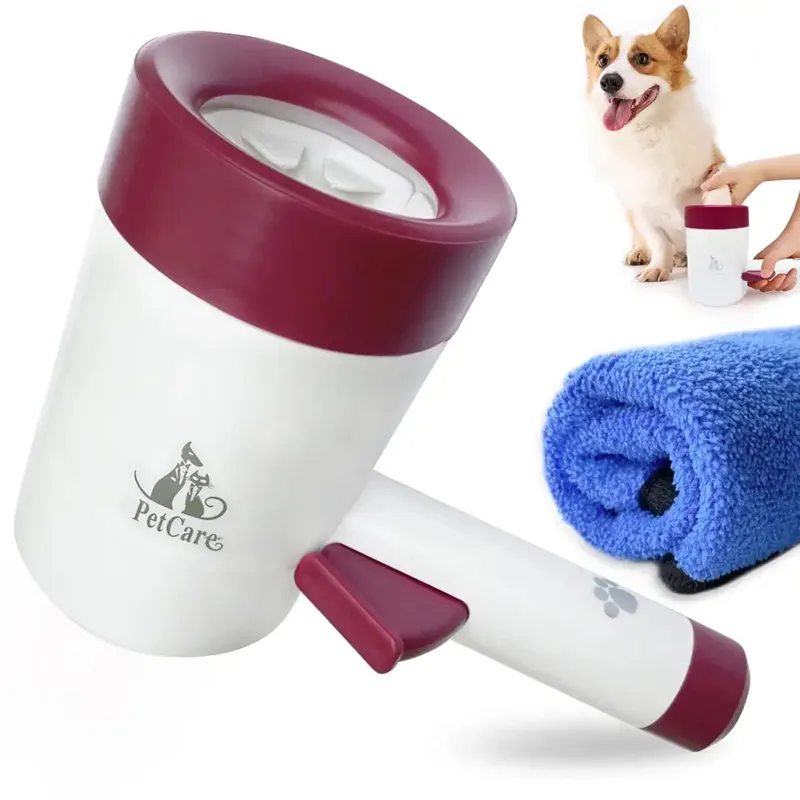 Taza de lavado de garra desmontable, lavadora de pies automática, cepillo de silicona suave para gatos y perros, taza de lavado de pies para mascotas