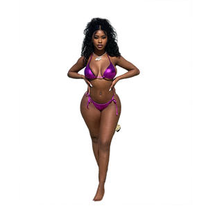 2023 dos nu deux pièces Bikini à lacets licou <span class=keywords><strong>Vinyle</strong></span> femmes maillots de bain Sexy Bikini ensembles - Product Image 1