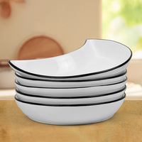 Vaisselle en porcelaine fine nordique personnalisée 2026, assiette en céramique en forme de lune, ligne de couleur, luxe moderne, plat à gâteau avec inscription, utilisation alimentaire