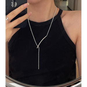 2022 New 2 Styles tragen U-Verschluss Perlen Kette Halskette Y-Form verstellbare lange Halsketten für Frauen Korean Chic Statement Schmuck - Product Image 3