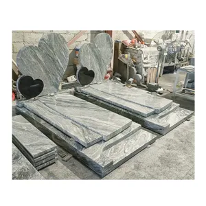 French Style Upright Heart Colombo Juparana Granite Cemetery Headstone Tombstone for Grave