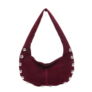 Sac à main pour femme 2026 en cuir PU souple riveté, sac à bandoulière demi-lune pour femme - Product Image 6