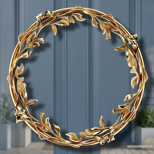 Classic Bronze Handmade Floral <b>Wreath</b> Round Decorative <b>Frame</b> Unlit Single-piece Package Wedding Style - Product Image 5