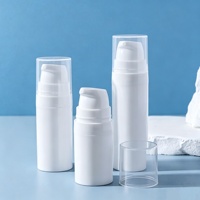 Botol Plastik Airless Putih 15ml 30ml 50ml Grosir, Kemasan Airless Kosong untuk Krim Perawatan Kulit, Wadah Kosmetik