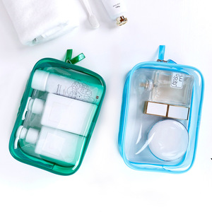 Custom Logo Transparent Clear Travel Makeup Bag Skincare Toiletry Bag Small PVC Cosmetic Pouch Double Zipper Make up Bags Women - Product Image 5