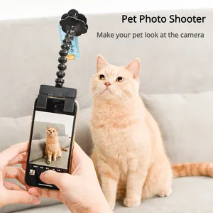 Jouet photo pour animaux de compagnie (chats, chiens, petits animaux) – Support de téléphone portable multifonctionnel en plastique à motif de dessin animé avec clip selfie - Product Image 1