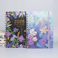 Carnet de notes et agenda A5 spirale coloré à fleurs, personnalisable avec logo, haute qualité, vente en gros, nouveauté 2025, planification hebdomadaire janvier-décembre