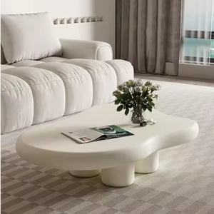 Ensemble de table basse moderne pour la maison, crème blanche, forme de nuage ondulé, design de table centrale, salon - Product Image 3
