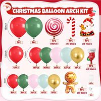 Kit d'arche de ballons de Noël rouges, verts et dorés, 108 pièces, cannes en sucre, Père Noël, pour les fêtes de Noël