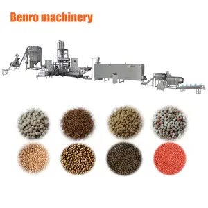 Dry floating fish feed extruder machine plant