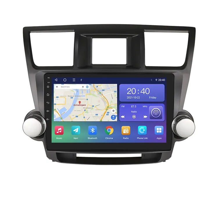 10 ''en çok satan dört çekirdekli Carplay araba Stereo 2 Din Android radyo kafa ünitesi Dvd OYNATICI Toyota Highlander 2007 - 2013 için